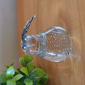 VINTAGE Bullicante Controlled Bubbles Art Clear Glass Pear Paperweight